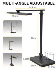 Eye-Caring Desk Lamp,USB Charging Port,5 Brightness Levels 5 Colour Modes by Touch Control