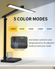 Eye-Caring Desk Lamp,USB Charging Port,5 Brightness Levels 5 Colour Modes by Touch Control