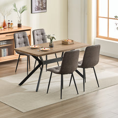 Brown Dining Chairs,Faux Leather,Upholstered Chair with Metal Base.