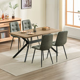 Green Dining Chairs,Faux Leather,Upholstered Chair with Metal Base.