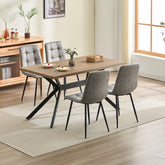 Khaki Dining Chairs,Faux Leather,Upholstered Chair with Metal Base.