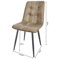 Yellow Brown Dining Chairs,Faux Leather,Upholstered Chair with Metal Base.