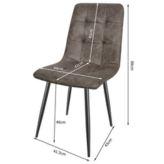 Brown Dining Chairs,Faux Leather,Upholstered Chair with Metal Base.