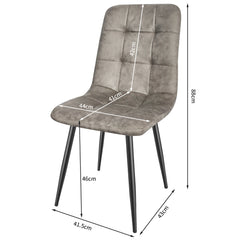 Khaki Dining Chairs,Faux Leather,Upholstered Chair with Metal Base.