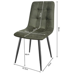 Green Dining Chairs,Faux Leather,Upholstered Chair with Metal Base.