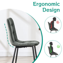 Dark Gray Dining Chairs,Faux Leather,Upholstered Chair with Metal Base.