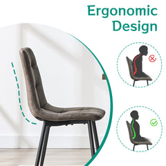 Brown Dining Chairs,Faux Leather,Upholstered Chair with Metal Base.