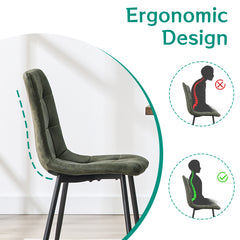 Green Dining Chairs,Faux Leather,Upholstered Chair with Metal Base.