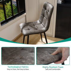 Brown Dining Chairs,Faux Leather,Upholstered Chair with Metal Base.