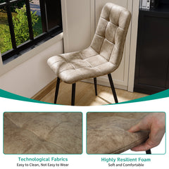 Yellow Brown Dining Chairs,Faux Leather,Upholstered Chair with Metal Base.