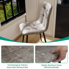 Khaki Dining Chairs,Faux Leather,Upholstered Chair with Metal Base.