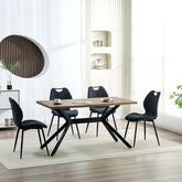 Dark grey Dining Chairs, Fabric, Upholstered Seat Backrest Black Metal Legs.