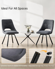 Dark grey dining chairs,180° swivel,imitation cashmere,metal legs.
