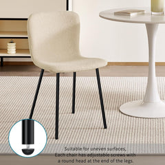 Beige Dining Chairs,teddy fleece,black lacquered metal legs