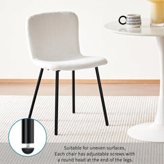 White Dining Chairs,teddy fleece,black lacquered metal legs.