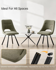 Grey-green dining chairs,180° swivel,imitation cashmere,metal legs.