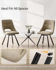 Khaki dining chairs,180° swivel,imitation cashmere,metal legs