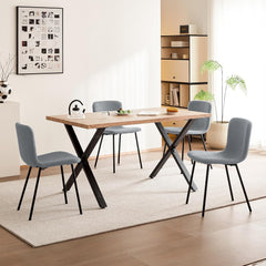 Grey Dining Chairs,teddy fleece,black lacquered metal legs.