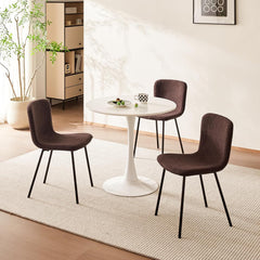 Brown Dining Chairs,teddy fleece,black lacquered metal legs.
