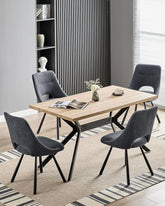 Dark grey dining chairs,180° swivel,imitation cashmere,metal legs.