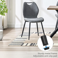 Grey Dining Chairs, Fabric, Upholstered Seat Backrest Black Metal Legs.