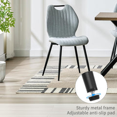 Light grey Dining Chairs, Fabric, Upholstered Seat Backrest Black Metal Legs.