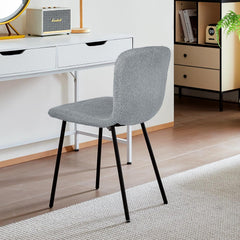 Grey Dining Chairs,teddy fleece,black lacquered metal legs.