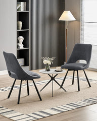 Dark grey dining chairs,180° swivel,imitation cashmere,metal legs.