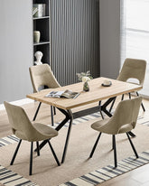 Khaki dining chairs,180° swivel,imitation cashmere,metal legs