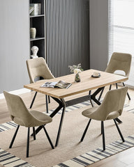 Khaki dining chairs,180° swivel,imitation cashmere,metal legs