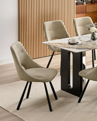 Khaki dining chairs,180° swivel,imitation cashmere,metal legs
