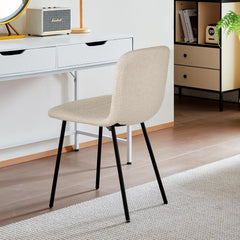 Beige Dining Chairs,teddy fleece,black lacquered metal legs