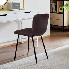 Brown Dining Chairs,teddy fleece,black lacquered metal legs.