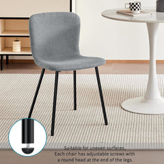 Grey Dining Chairs,teddy fleece,black lacquered metal legs.