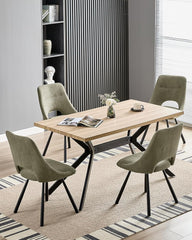 Grey-green dining chairs,180° swivel,imitation cashmere,metal legs.