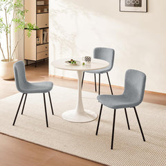 Grey Dining Chairs,teddy fleece,black lacquered metal legs.