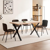 Brown Dining Chairs,teddy fleece,black lacquered metal legs.