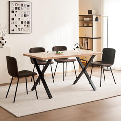 Brown Dining Chairs,teddy fleece,black lacquered metal legs.