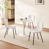 White Dining Chairs,teddy fleece,black lacquered metal legs.