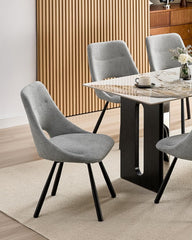 Grey dining chairs,180° swivel,imitation cashmere,metal legs.