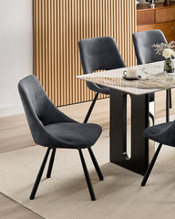 Dark grey dining chairs,180° swivel,imitation cashmere,metal legs.