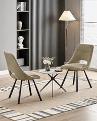 Khaki dining chairs,180° swivel,imitation cashmere,metal legs
