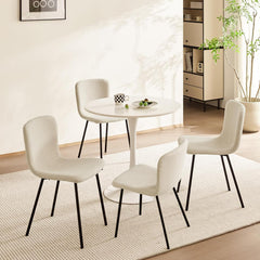 Beige Dining Chairs,teddy fleece,black lacquered metal legs