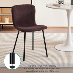 Brown Dining Chairs,teddy fleece,black lacquered metal legs.