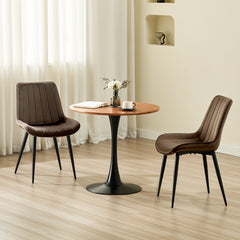 Brown dining Room Chairs,Velvet Upholstered Seat,Metal Legs