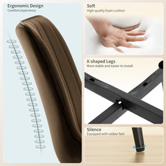 Brown dining Room Chairs,Velvet Upholstered Seat,Metal Legs