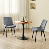 Dark Grey dining Room Chairs, Velvet Upholstered Seat,Metal Legs