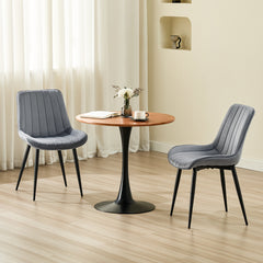 Dark Grey dining Room Chairs, Velvet Upholstered Seat,Metal Legs