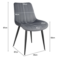 Dark Grey dining Room Chairs, Velvet Upholstered Seat,Metal Legs