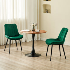 Green dining Room Chairs,Velvet Upholstered Seat,Metal Legs
